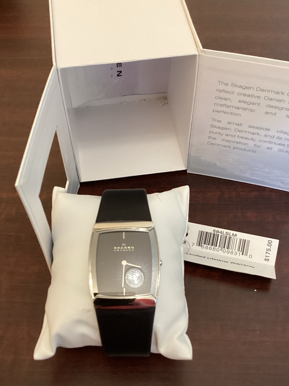 Skagen Black and Silver Rectangular Watch